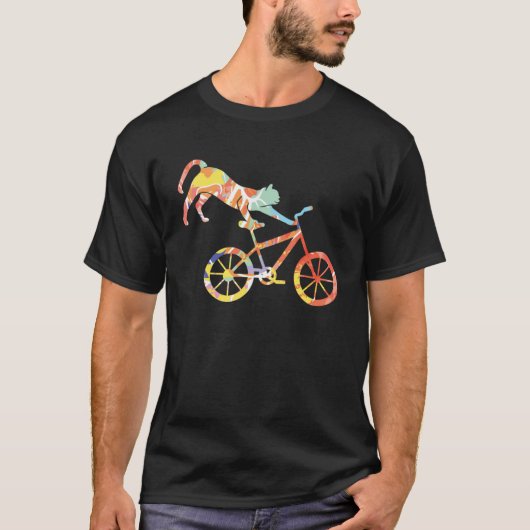 キャットオンBMXバイクキットンバイクサイクリング自転車 Tシャツ (正面)