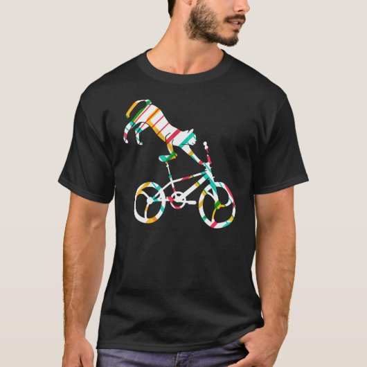 キャットオンBMXバイクキットンバイクサイクリング自転車 Tシャツ (正面)