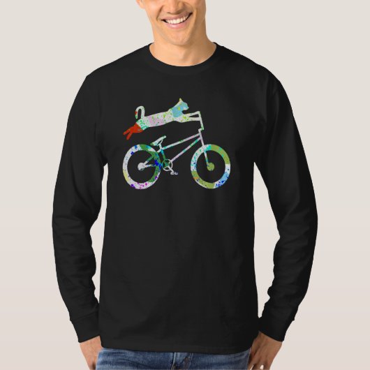 キャットオンBmxバイクキットンバイクサイクリング自転車 Tシャツ (正面)