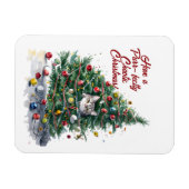 キャットカオスクリスマスツリーデザイン水彩 マグネット (横)