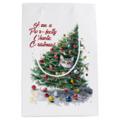 キャットカオスクリスマスツリーデザイン水彩 ミディアムペーパーバッグ (正面)