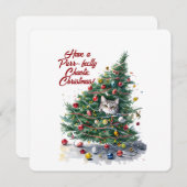 キャットカオスクリスマスツリーデザイン水彩 招待状 (正面/裏面)