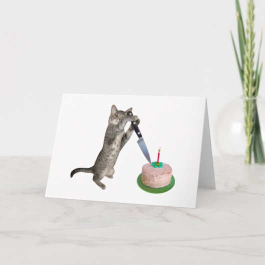 キャットカットお誕生日ケーキ カード (正面)
