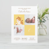 キャットカップケーキ・アルファベットモノグラムかわいい赤ちゃんシャワー 招待状 (スタンド正面)