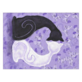 キャットカップル蝶のハート紫色のテーブルクロス テーブルクロス (正面(横))