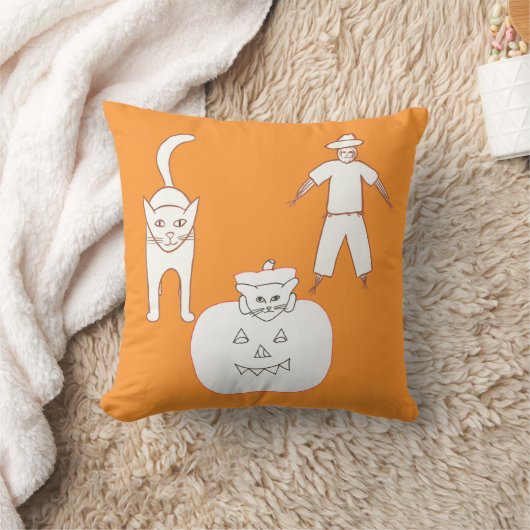 キャットカボチャかかしハロウィーン枕 クッション (ブランケット)