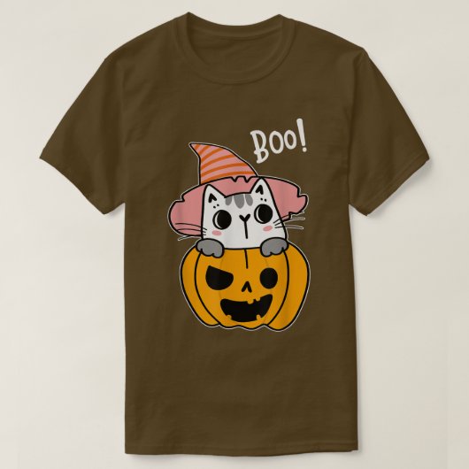 キャットカボチャ怠惰ハロウィンコスチュームかわいい子猫キット Tシャツ (デザイン正面)