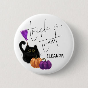キャットカボチャbroomstickハロウィーントリックトリートメント名 缶バッジ