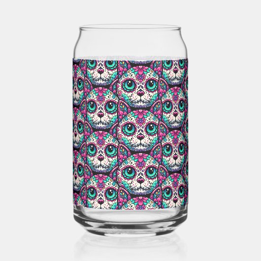 キャットカラフルシュガースカル ガラス缶 (正面)