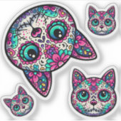 キャットカラフルシュガースカル シール (正面)