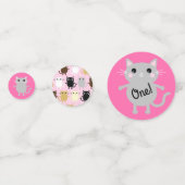 キャットカワイイカラフル子猫1歳の誕生日パーティーテーマ コンフェッティ (裏面)