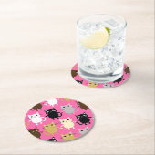 キャットカワイイカラフル子猫1歳の誕生日パーティーテーマ ラウンドペーパーコースター (インサイチュ)