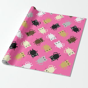 キャットカワイイカラフル子猫1歳の誕生日パーティーテーマ ラッピングペーパー
