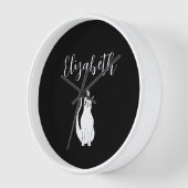 キャットカートゥーンスケッチ白黒ウィンキング子猫 壁時計 (傾斜)