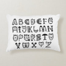 キャットカートゥーンプリントアルファベット