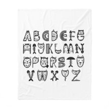 キャットカートゥーンプリントアルファベット