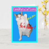 キャットカード、おめでとうございます カード (黄色い花)