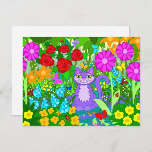 キャットガーデンカラフルフラワーチョウチョウテングズ ポストカード (正面/裏面)