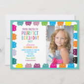 キャットガールフォトバースデーパーティー 招待状 (正面)