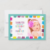 キャットガール写真誕生日ありがとう サンキューカード (正面)