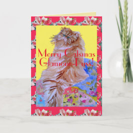 キャットキカラフルルトメリークリスマスパスカード カード