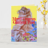 キャットキカラフルルトメリークリスマスパスカード カード (黄色い花)