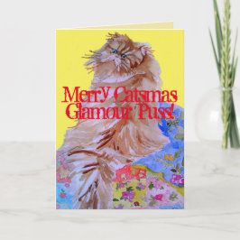 キャットキカラフルルトメリークリスマスパスカード カード