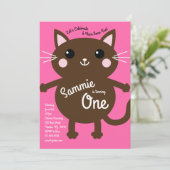 キャットキッズバースデーパーティーかわいい子猫 招待状 (スタンド正面)