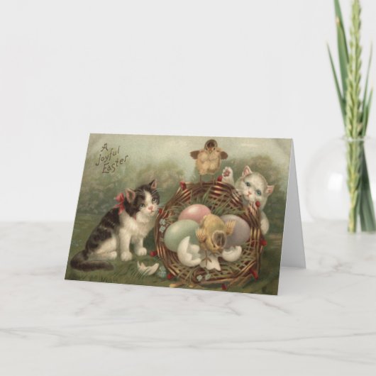 キャットキットイースター色の色彩の鮮やか卵の雛 シーズンカード (正面)