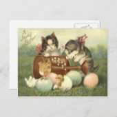 キャットキットイースター色の色彩の鮮やか卵の雛 シーズンポストカード (正面/裏面)