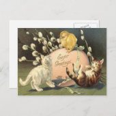 キャットキットイースター色の色彩の鮮やか卵の雛 シーズンポストカード (正面/裏面)