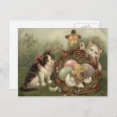 キャットキットイースター色の色彩の鮮やか卵の雛 シーズンポストカード (正面/裏面)