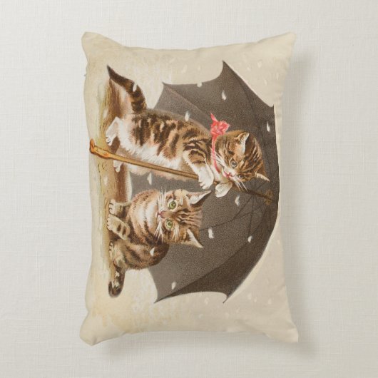 キャットキットン子猫アンティークヴィンテージかわいらしかわいい アクセントクッション (正面(垂直))