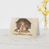 キャットキットン子猫アンティークヴィンテージかわいらしかわいい カード (黄色い花)