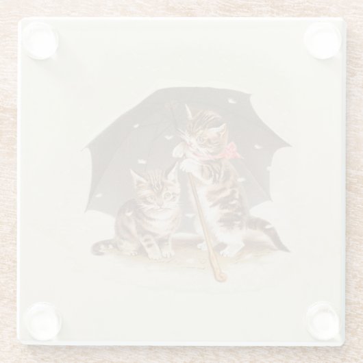 キャットキットン子猫アンティークヴィンテージかわいらしかわいい ガラスコースター (裏面)