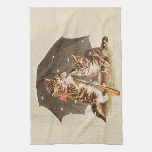 キャットキットン子猫アンティークヴィンテージかわいらしかわいい キッチンタオル (縦)