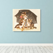 キャットキットン子猫アンティークヴィンテージかわいらしかわいい キャンバスプリント (インサイチュ (ウッドフロア))