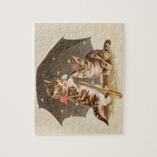 キャットキットン子猫アンティークヴィンテージかわいらしかわいい ジグソーパズル (縦)