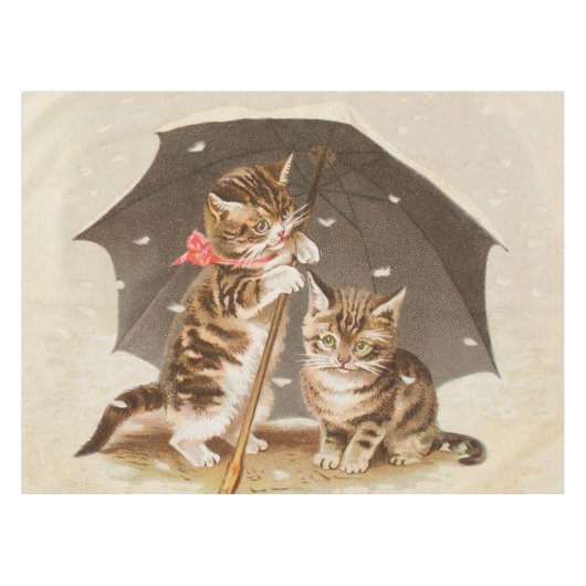 キャットキットン子猫アンティークヴィンテージかわいらしかわいい テーブルクロス (正面(横))