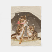 キャットキットン子猫アンティークヴィンテージかわいらしかわいい フリースブランケット (正面)