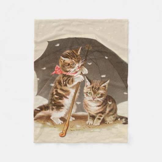 キャットキットン子猫アンティークヴィンテージかわいらしかわいい フリースブランケット (正面)