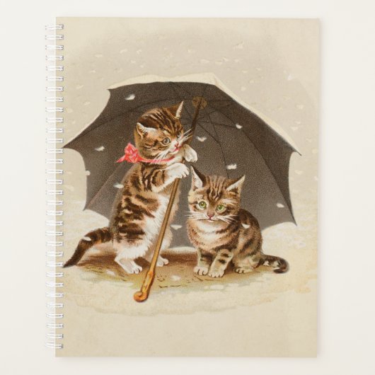 キャットキットン子猫アンティークヴィンテージかわいらしかわいい プランナー手帳 (正面)