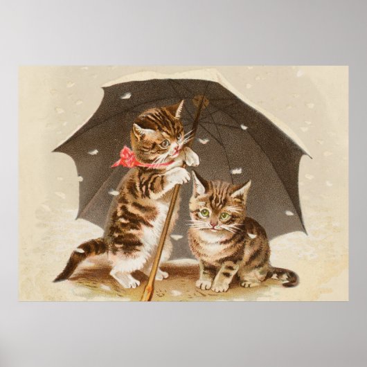 キャットキットン子猫アンティークヴィンテージかわいらしかわいい ポスター (正面)