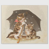 キャットキットン子猫アンティークヴィンテージかわいらしかわいい ラッピングペーパー (フラット)