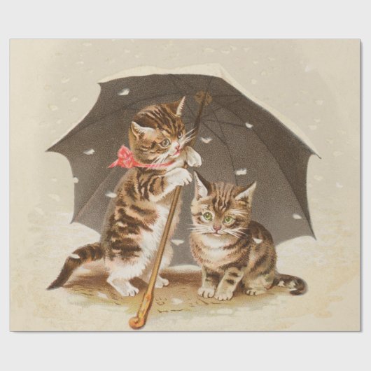 キャットキットン子猫アンティークヴィンテージかわいらしかわいい ラッピングペーパー (フラット)