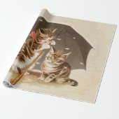 キャットキットン子猫アンティークヴィンテージかわいらしかわいい ラッピングペーパー (アンロールド)