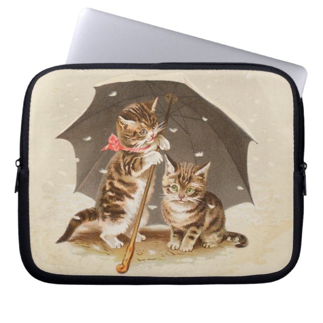 キャットキットン子猫アンティークヴィンテージかわいらしかわいい ラップトップスリーブ (正面)