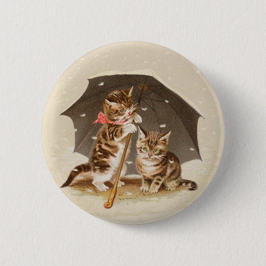 キャットキットン子猫アンティークヴィンテージかわいらしかわいい 缶バッジ (正面)