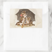 キャットキットン子猫アンティークヴィンテージかわいらしかわいい 長方形シール (バッグ)