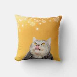 キャットキャッチングスノーフレーク冬装飾用クッション クッション